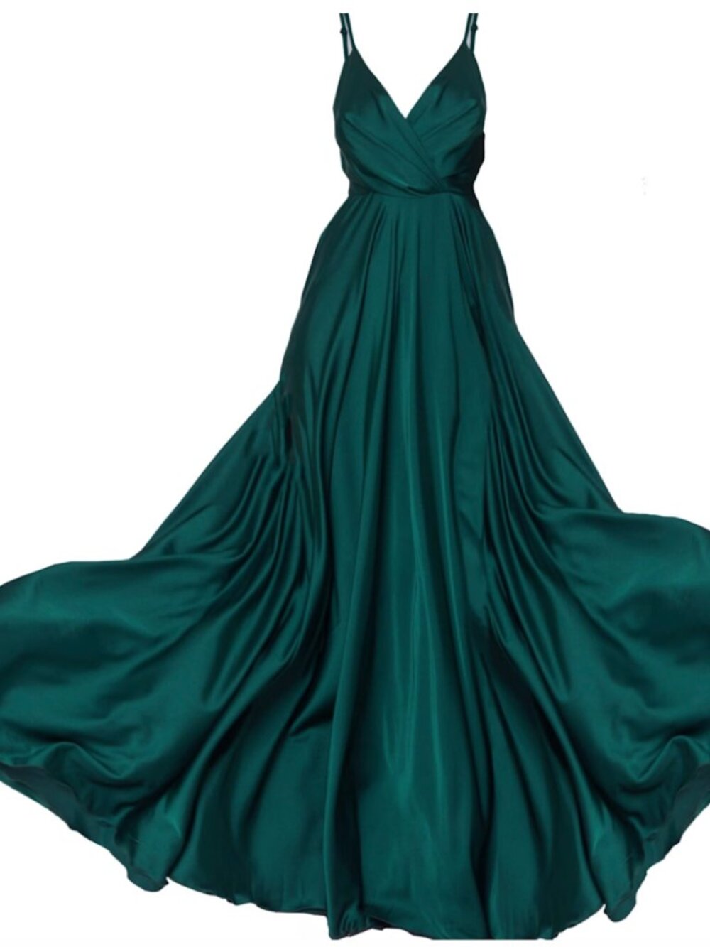 Elegant Teal Satin Wrap Maxi Dress with Belt WOLF & BADGER